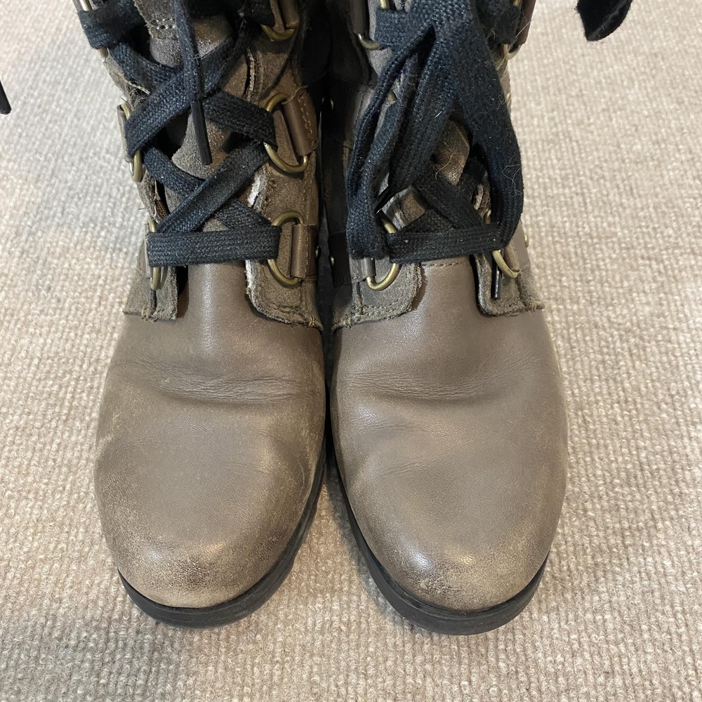 Sorel Snow Boots Womens Size 8 Gray Suede Waterproof Mid Calf Lace Up NL3308-245 - Picture 3 of 11